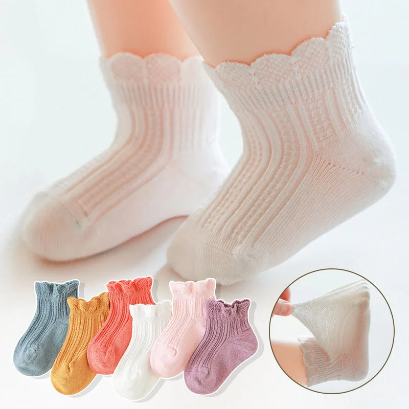 Baby summer Thin breathable infant toddler girls  mesh ruffle children silk transparent socks