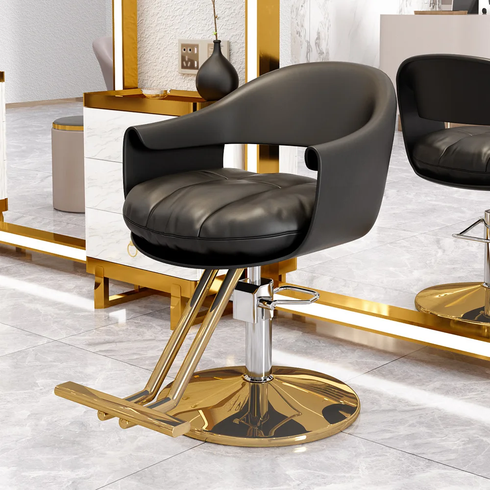 Factory Cheap Wholesale Salon Furniture Barber Chair Black With Gold Base Hairdressing Chair Hair Styling Barber Chair