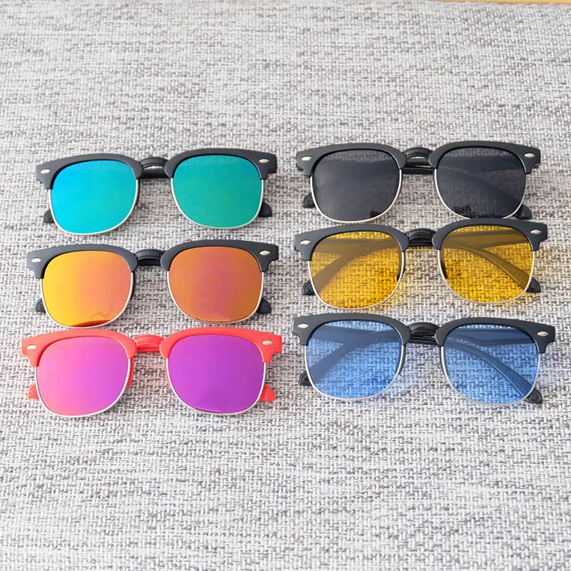 Boys New Sun Glasses Colorful Mirror Lenses Kids Shades Trendy Sunglasses Children UV400 Factory Wholesale Price