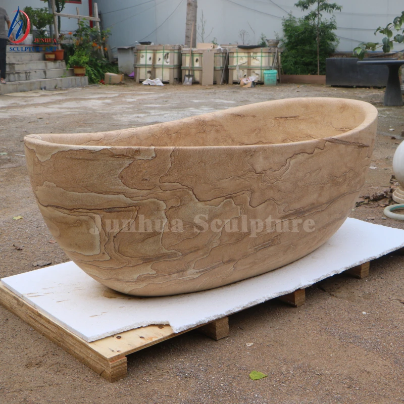 HIgh Quality Cheap Wood Veins Sandstone Bathtub For Sale