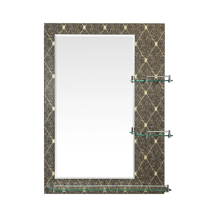 Customized Wall-Mounted Bathroom Mirror with Glass Shelf Bath Mirrors