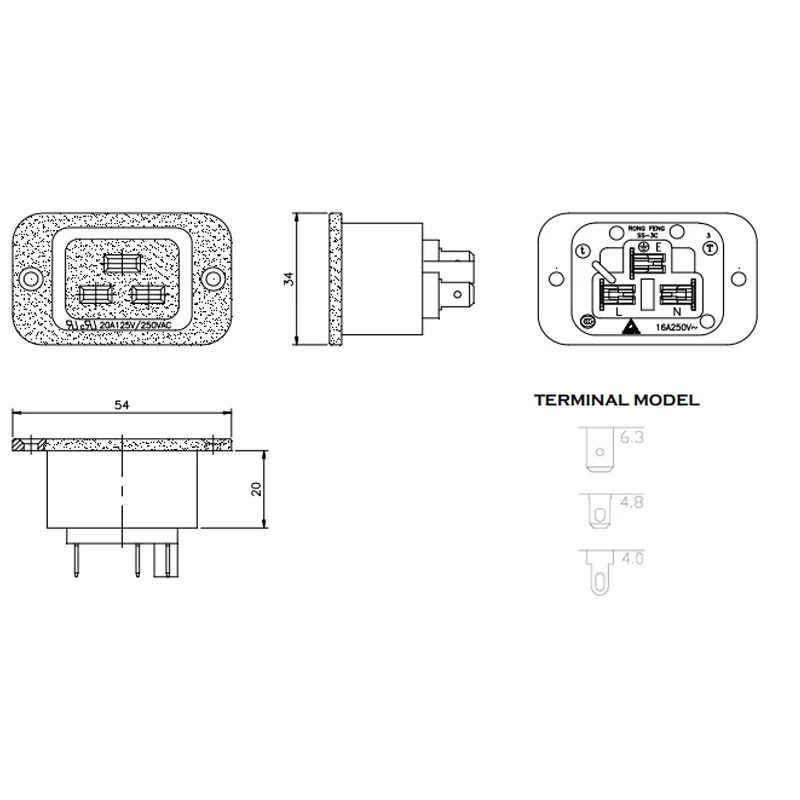 High quality IEC60320 C19 power socket with screw hole with certificate 16A250V female C19 power outlet for PDU UPS