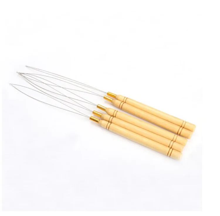 10 Pcs Hair Extensions Loop Needle Threader Wire Pulling Hook Tool for Silicone Microlink Beads Hair Transplant Needle