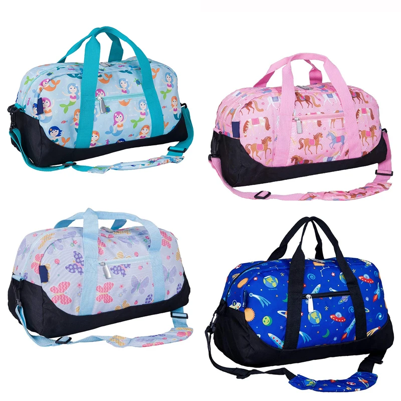Kids travel bags custom logo Printing cartoon Girls Children Sports Fitness Gym Tote small travel kids duffle bag