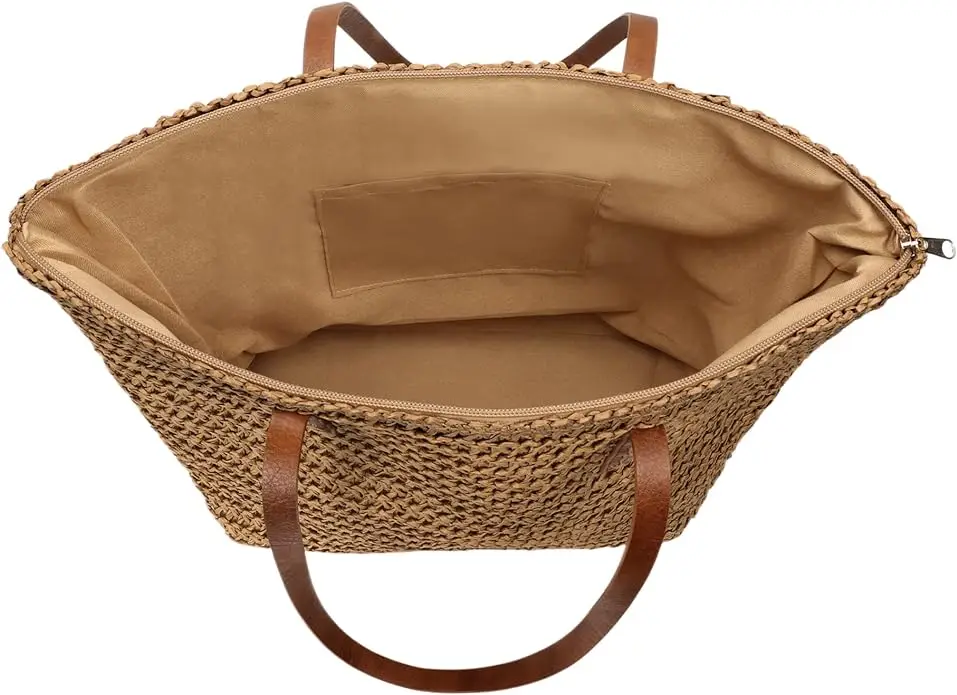 CHIC DIARY Woman Knitted Tote Bag Hand-woven Straw Shoulder Bag Summer net Beach Tote Pures