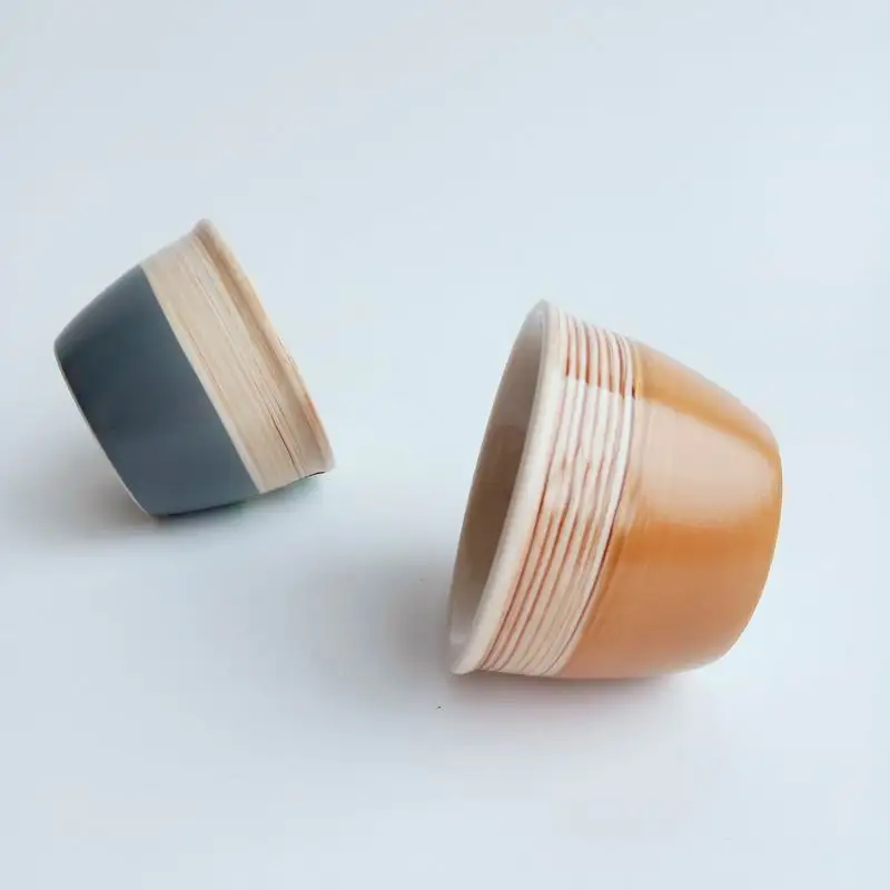 
Hand made small ceramic stoneware pudding tea water milk cup mug without handle 