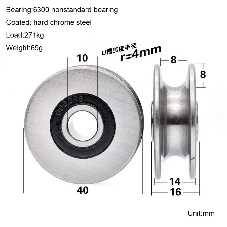 U groove steel wheel 10*40*14mm  8*40*14mm track steel guide wheel with good quality