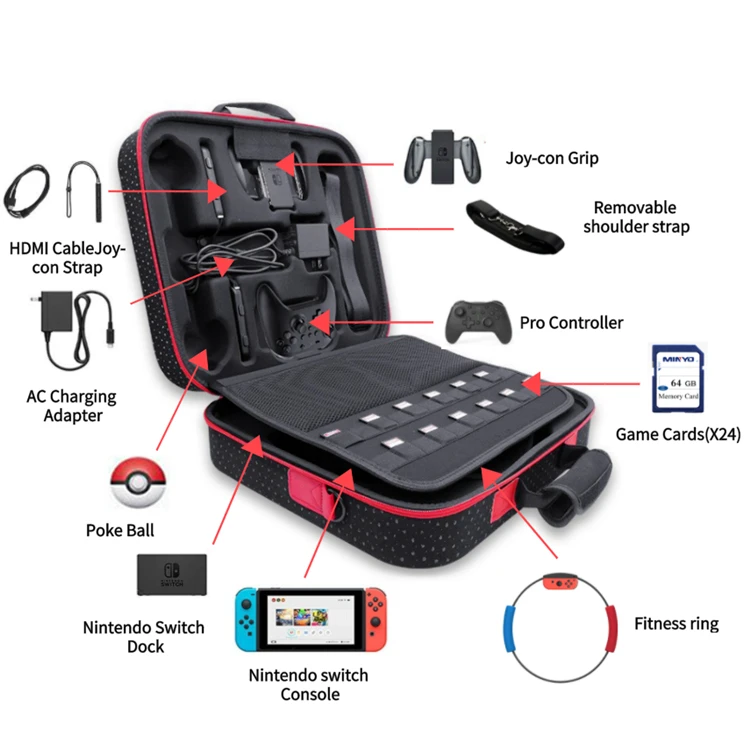 Goods Carrying Case Compatible with Nintendo  - Portable Travel All Protective Hard Switch Console Pro Controller & Accessories