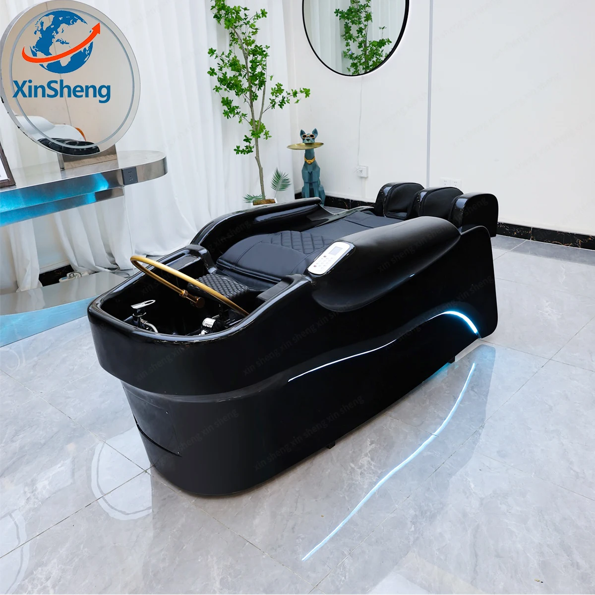 Salon Furniture Head Spa Water Therapy chair Shampoo And Massage Bed With Sink Barbershop Salon Ceramic Wash Basin Shampoo Beds