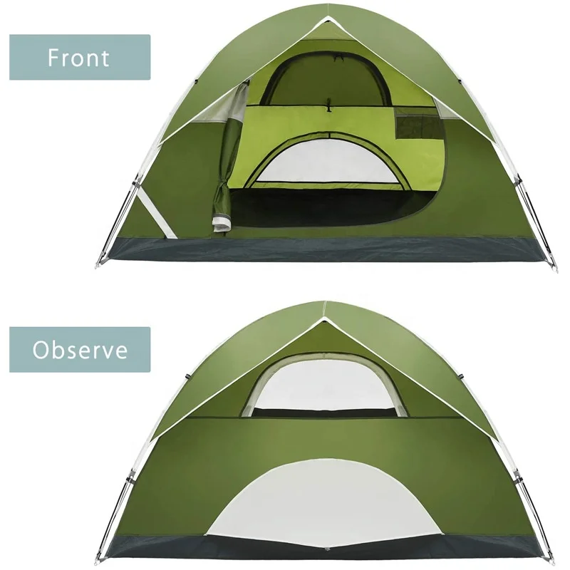Water Resistance Lightweight Durable 190T Polyester Fabric Fiberglass Poles Family Tents for Camping