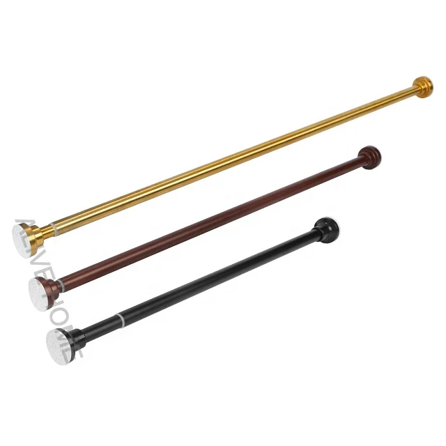 Adjustable  stainless steel telescopic Black Silver White Gold Brown shower tower hang extendable curtain rod pole