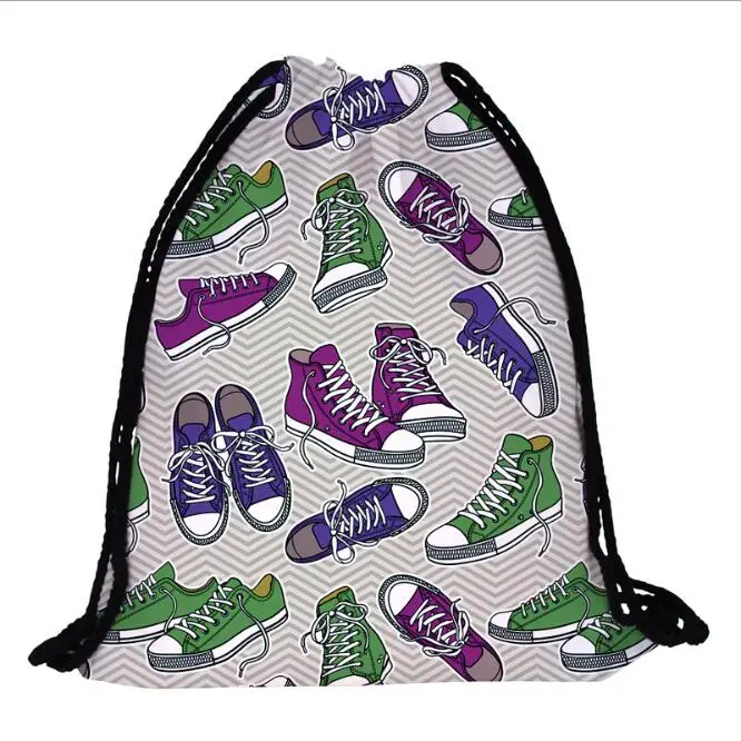 Custom Shoes Printing Drawstring Backpack Bag  Polyester Sports Pack Bag for Traveling Sport