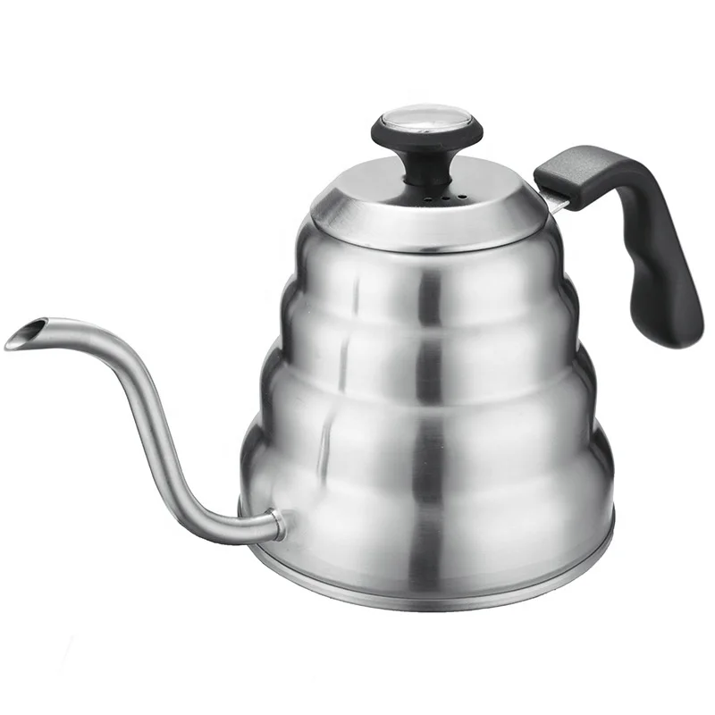 Z Ecocoffee Stainless Steel Gooseneck Plastic Handle Tea Coffee Drip Over Coffee Kettle With Thermometer
