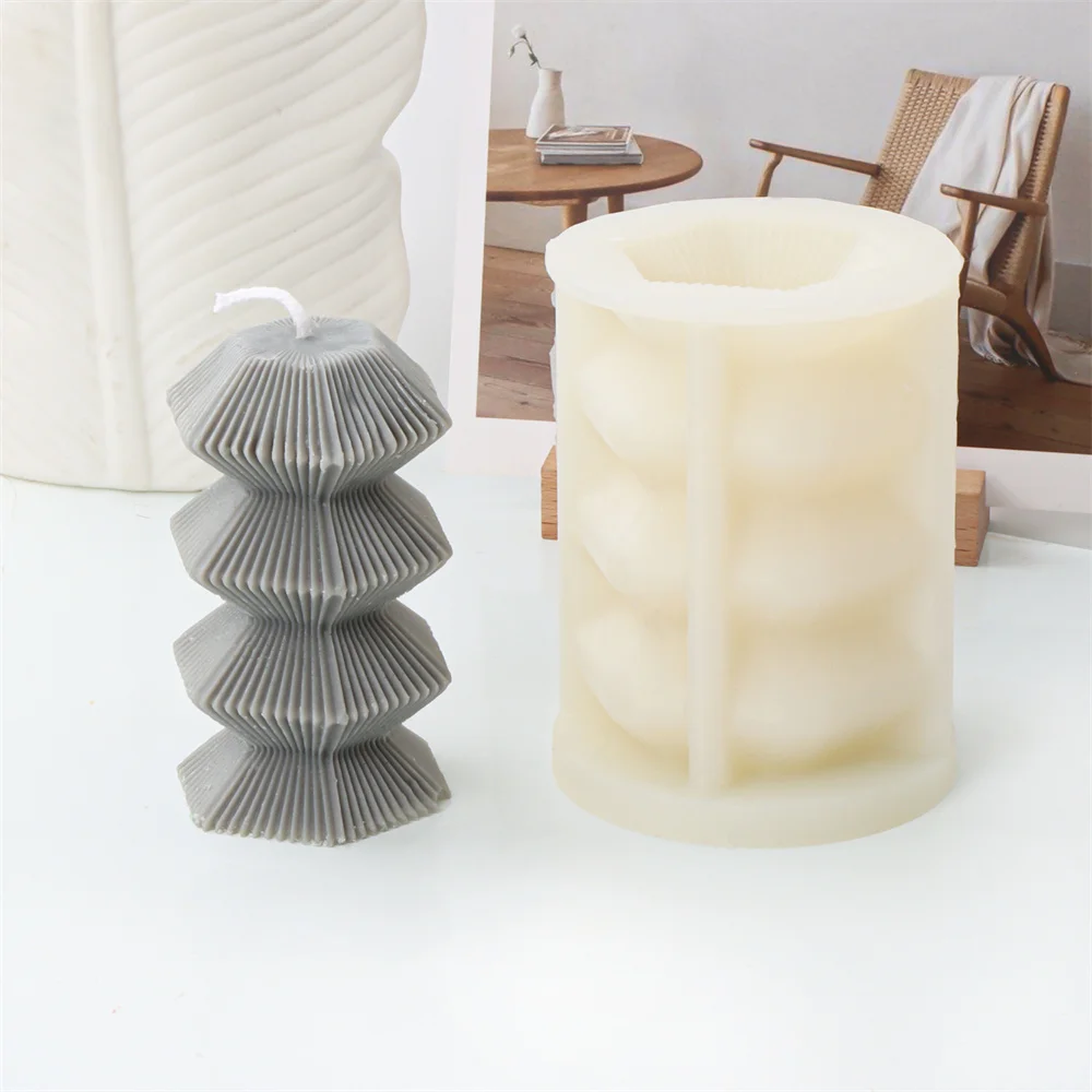 Ribbed Swirl Silicone Candle Mold Geometric Wave Twirl Silicone Mould Taper Abstract Art Decorative Wavy Stripe Soy Wax Molds
