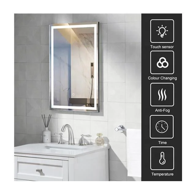 OEM Bathroom Vanity Mirrors For Wall With Metal Color black Frame led mirror