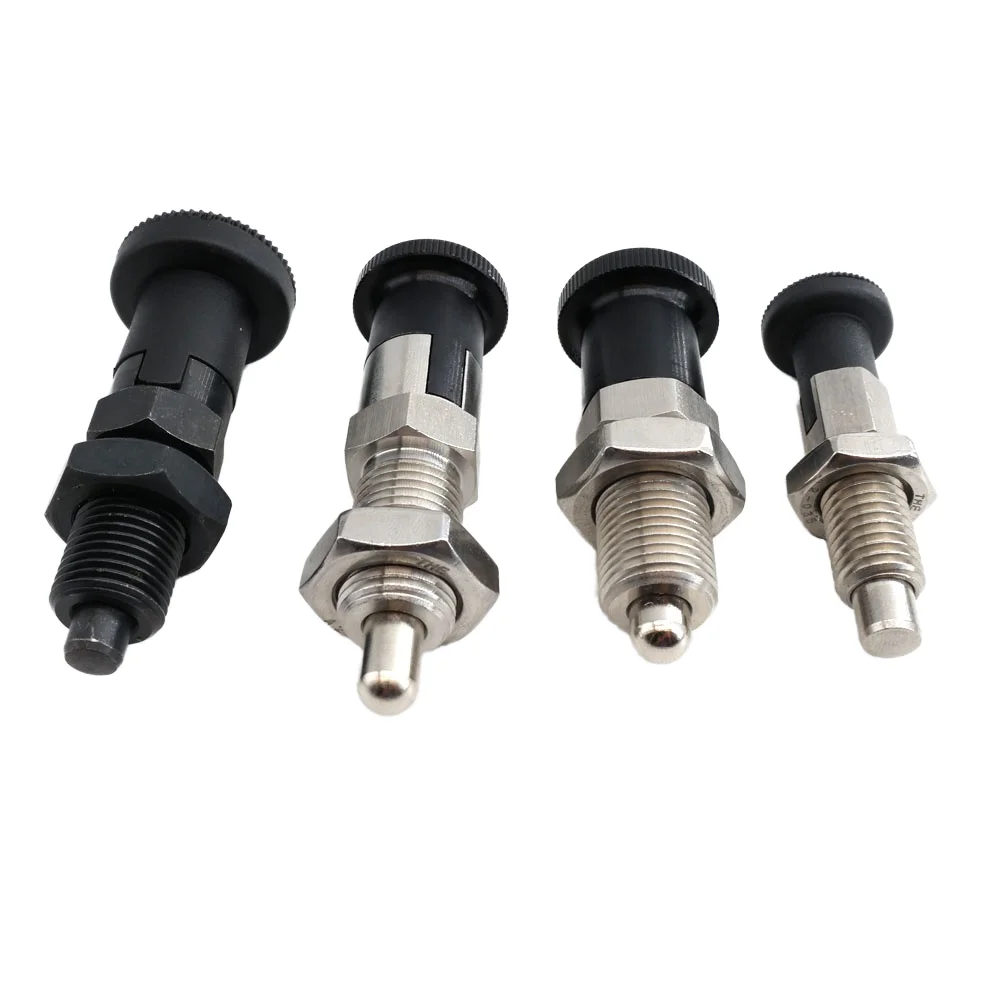 Custom Aluminum  Red Black Pull Knob Hand Retractable Rest Lock Type Index Plunger Indexing Pin M12 M16 M10
