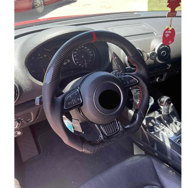 Рулевое колесо под заказ для Audi A3 A4 A5 A6 A7 A8 S3 S4 S5 S6 S7 S8 Q3 Q5 Q7 Q8 RS3 RS4 RS5 RS6 RS7 R8 углеродное волокно