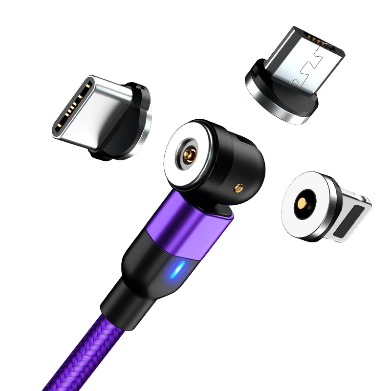 Free sample magnet 3in1 USB charging cable with 3 magnet heads Micro 360+180 degree rotate usb c charging cable