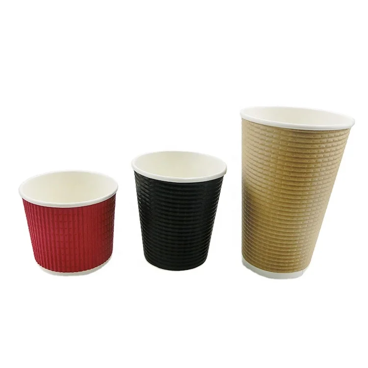 Ripple Wall Coffee Paper Cups Disposable Corrugated Paper Cup Disposable Paper Cups 12 OZ