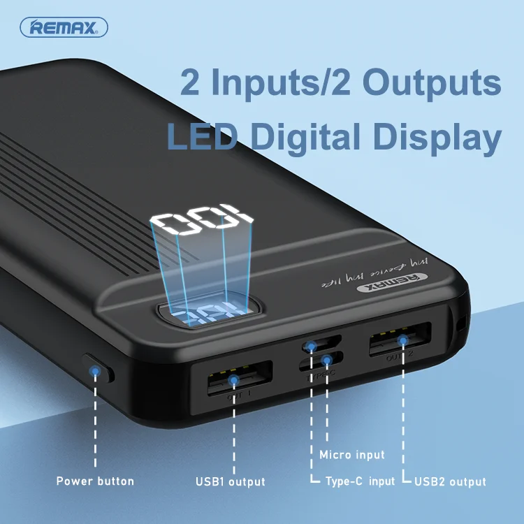 Remax Join Us 2021 новейший дизайн высокая емкость портативный USB внешний аккумулятор 20000 мАч для