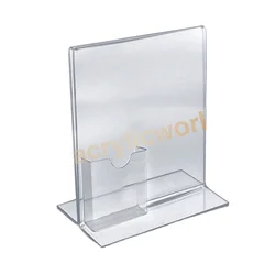 Factory Custom A5 Clear Acrylic T Shape Poster/ Menu/ Sign display stand acrylic menu sign rack