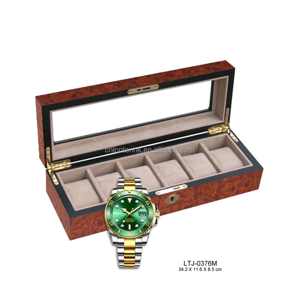 Travel Wood Watch Case Roll Brown Wristwatch gift packaging 5 Slot storage wooden Watch Box