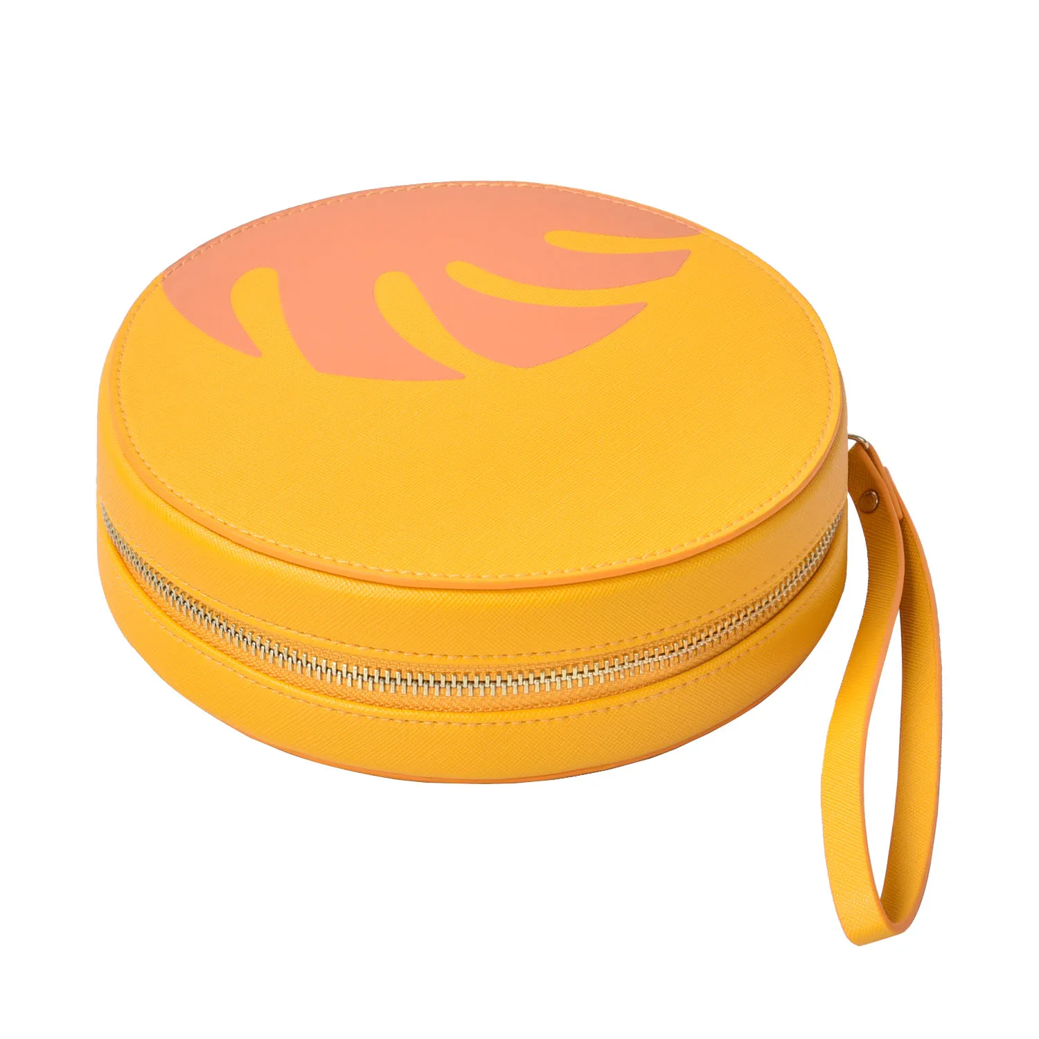 Small Items Storage PU Round Makeup Bag Circle Earphones Pouch