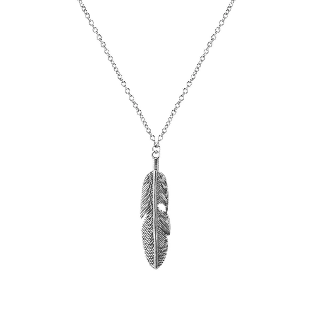 Boho style vintage element clavicle chain feather tassel shape jewelry necklace
