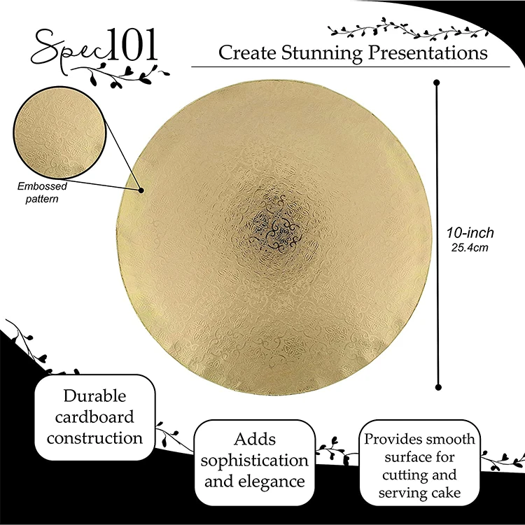 Food Grade Cardboard Base Silver Foil Cake Boards Round Paper 6 8 10 12 Inch Cake Drums Cardboard Paper or Custom Cake Bord