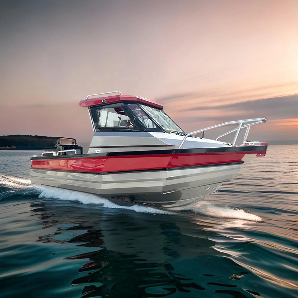 Small Fishing Boat With Motor 6m Aluminum Boats Center Console 6 Passengers Family Yacht Dual Engine Aluminium Cabin