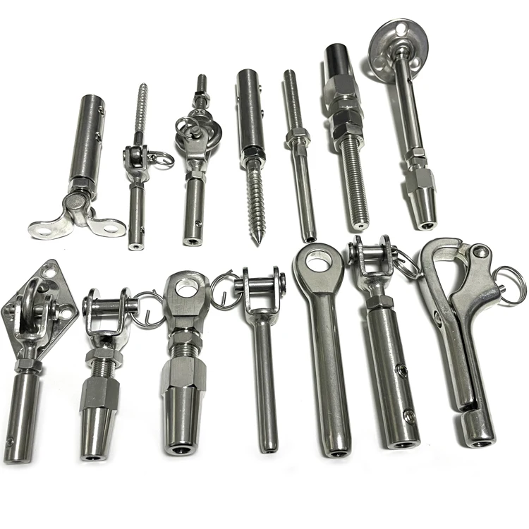 Heavy duty marine swageless and swage wire cable rail jaw toggle hook eye terminal turnbuckle