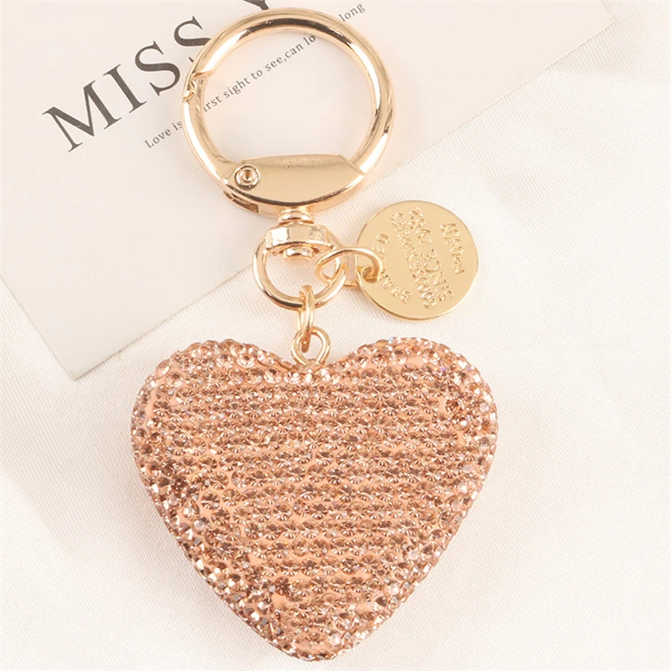 Korean Crystal Rhinestone Heart Love Keychain Handbag Key Ring Heart Sparkling Charm Keychain