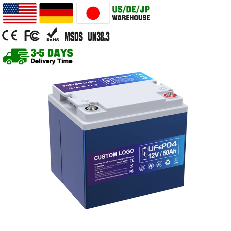 Lifepo4 Battery 12V 7Ah 12Ah 20Ah 30Ah 50Ah Deep Cycle Lifepo4 Lithium Battery Packs For Ups Solar System Camper
