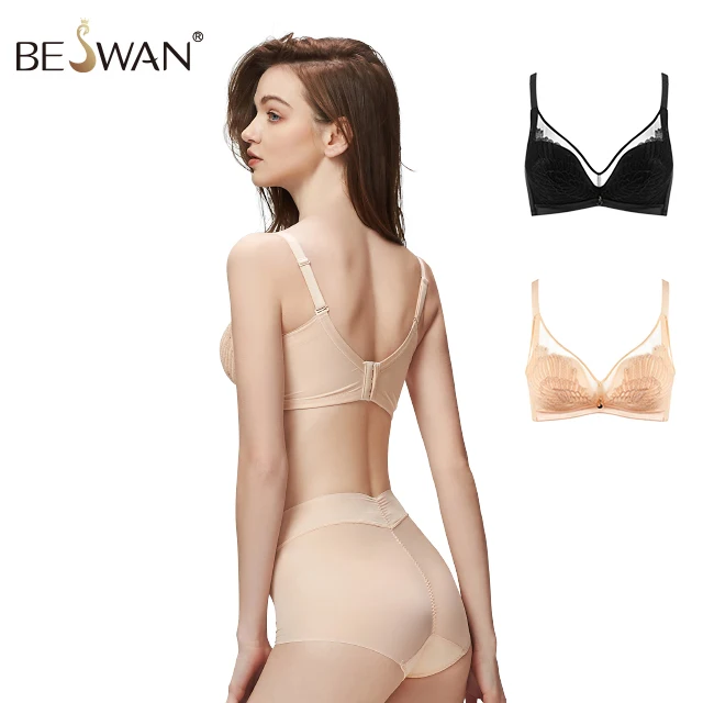 Beswan hot selling ladies big size lingerie bra and panty new design women lingerie bra panty