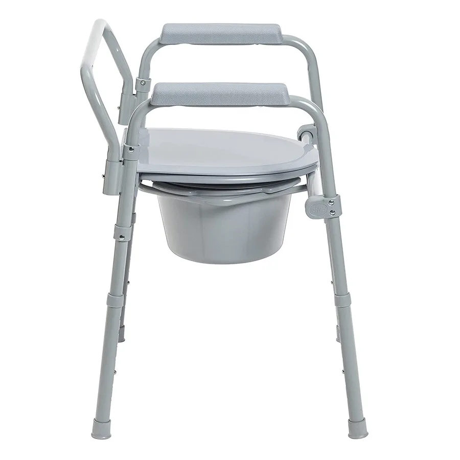 New 3 in 1 Bedside Foldable Commode Chair Portable Toilet Seat for Elderly