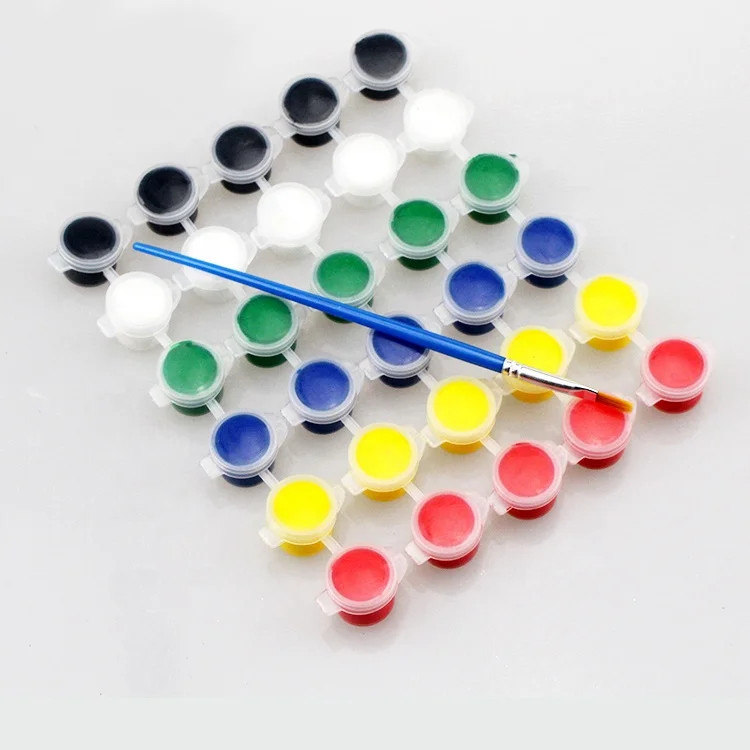 hot sale 6 strip non toxic acrylic color paint 3ml eco friendly paint pot strip