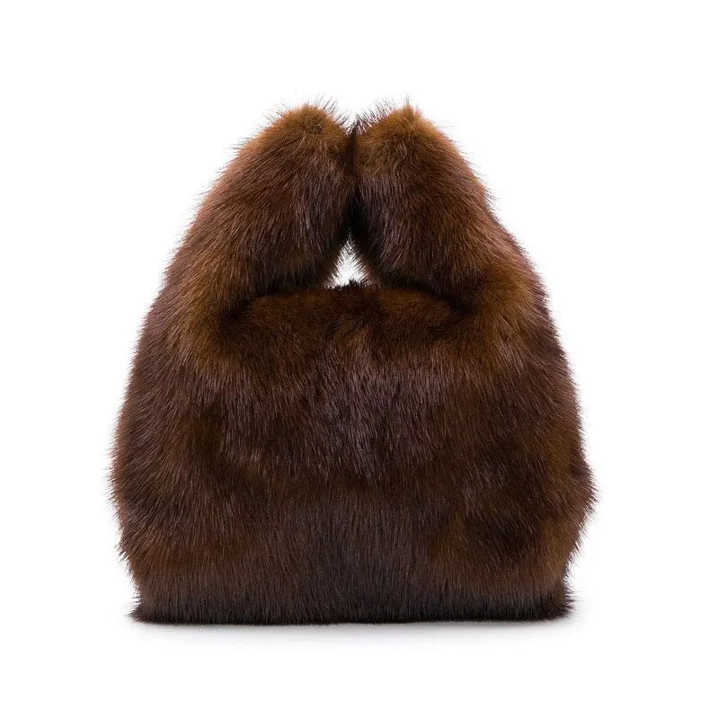 Top grade mink fur bag genuine fur lady handbag popular style women fashion bag