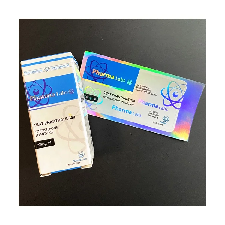 Vial label and box 43 - Custom laser 10ml hologram steroide PHARMA brand Testosterona 300mg Injection Bodybuilding labels