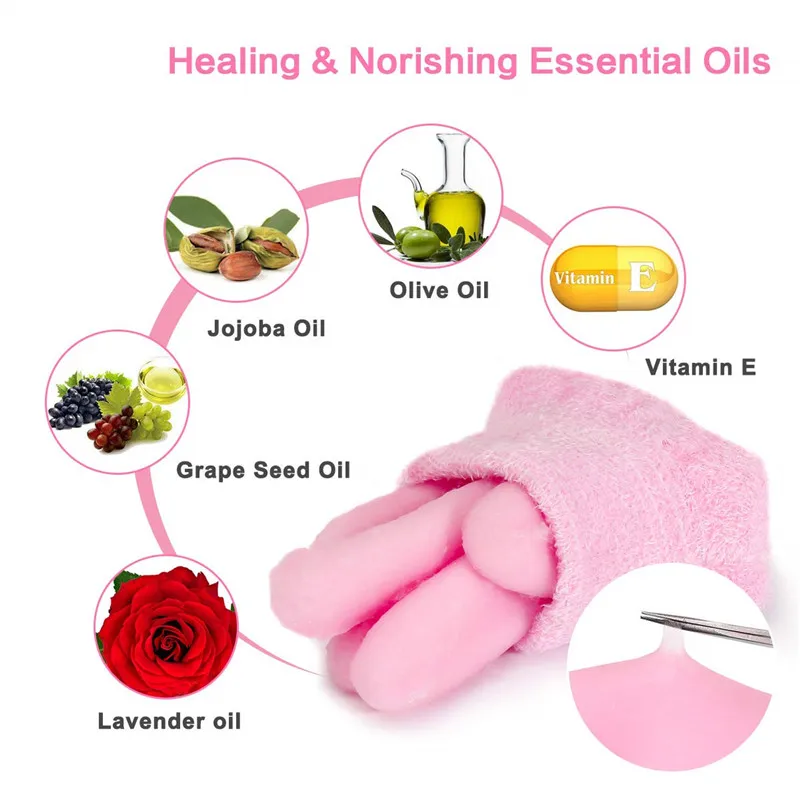 
SPA Moisturizing Full Finger Gel Gloves for Hands Care Spa Socks and Spa Gloves for Dry Cracked Heels and Hand 