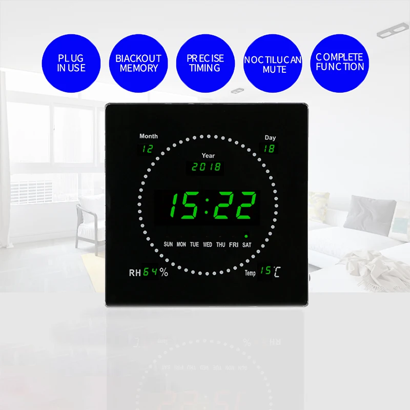 Multifunction Electronic Simple Desk Digital Humidity Alarm Clock With Calendar temperature