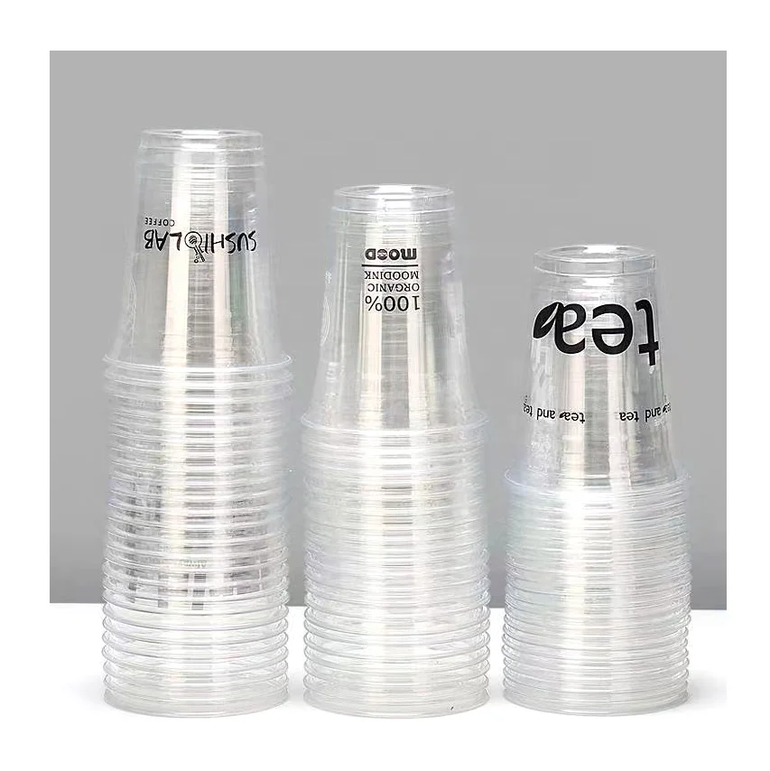 Прозрачные экологически чистые пластиковые кофейные чашки с логотипом под заказ прозрачные одноразовые стаканчики для воды крышкой
