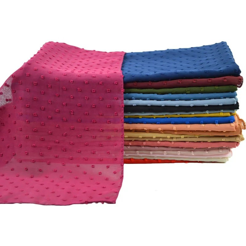 New Plain Pom Pom Chiffon Scarf Muslim Hijab Shawl Soft Ball Bubble Chiffon Head Wraps Wholesale