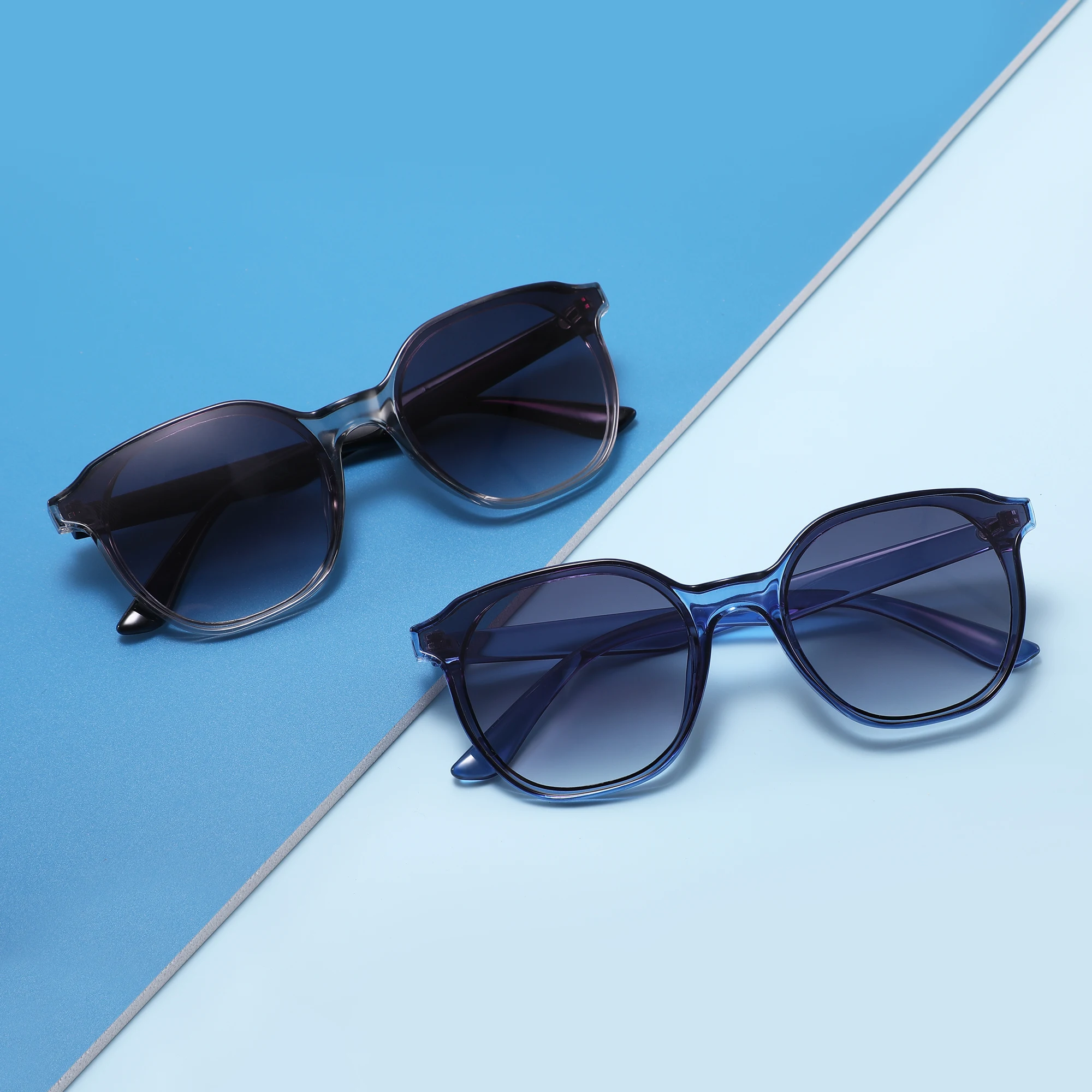 New Arrival PC frame smoke Flat lens UV400 custom logo sunglasses for men women