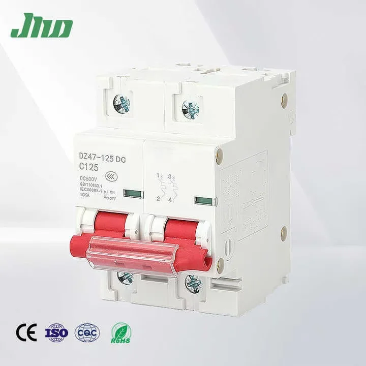 DZ47-125 DC MCB 125A 1P 2P 3P 4P 63A 80A 100A 125A 100 amp 125 amp 600V 6KA 10KA DC solar DZ47 Mini miniature circuit breakers