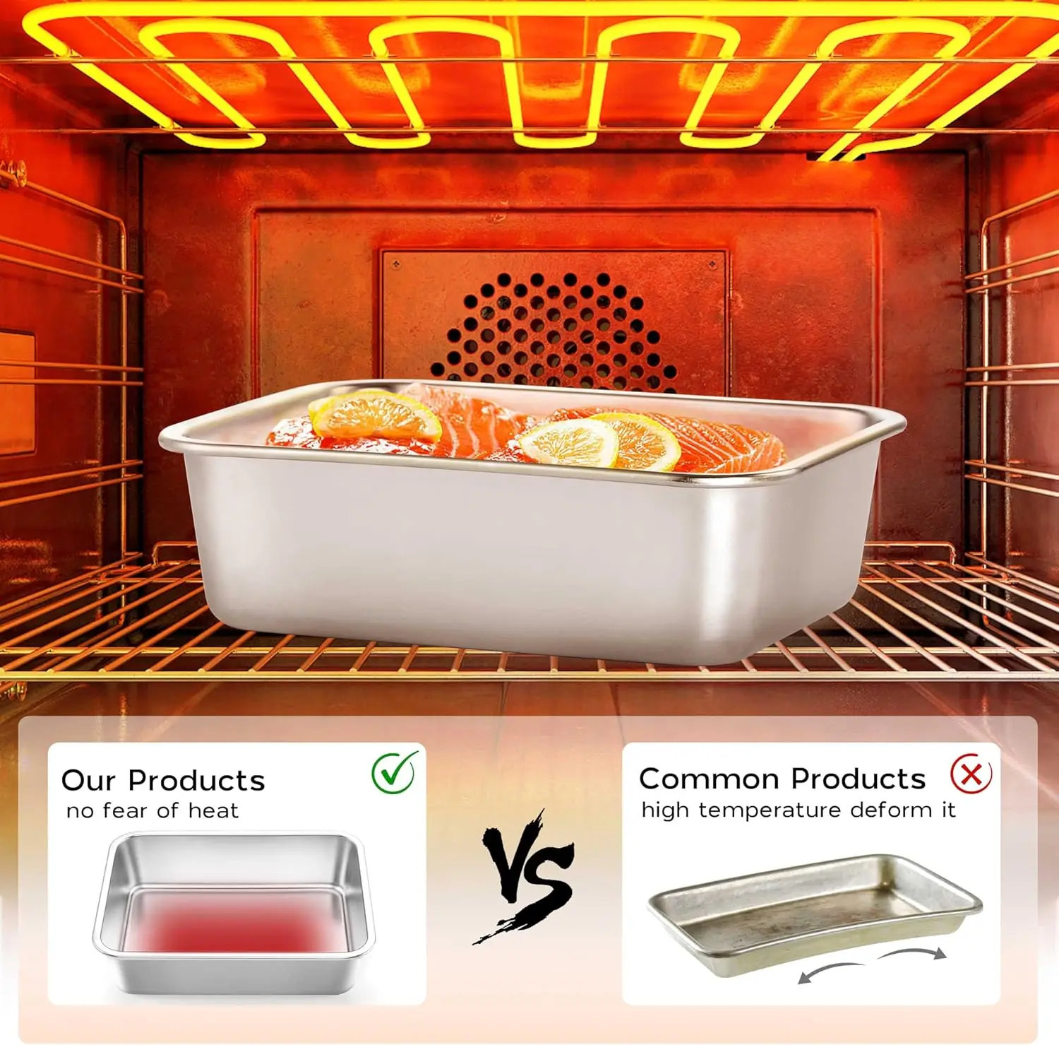 45*35cm Food Grade Rectangle Deep Roasting Lasagna Baking Dish Stainless Steel Cake Pan Baking Pans Steam Hotel GN Pan For Oven