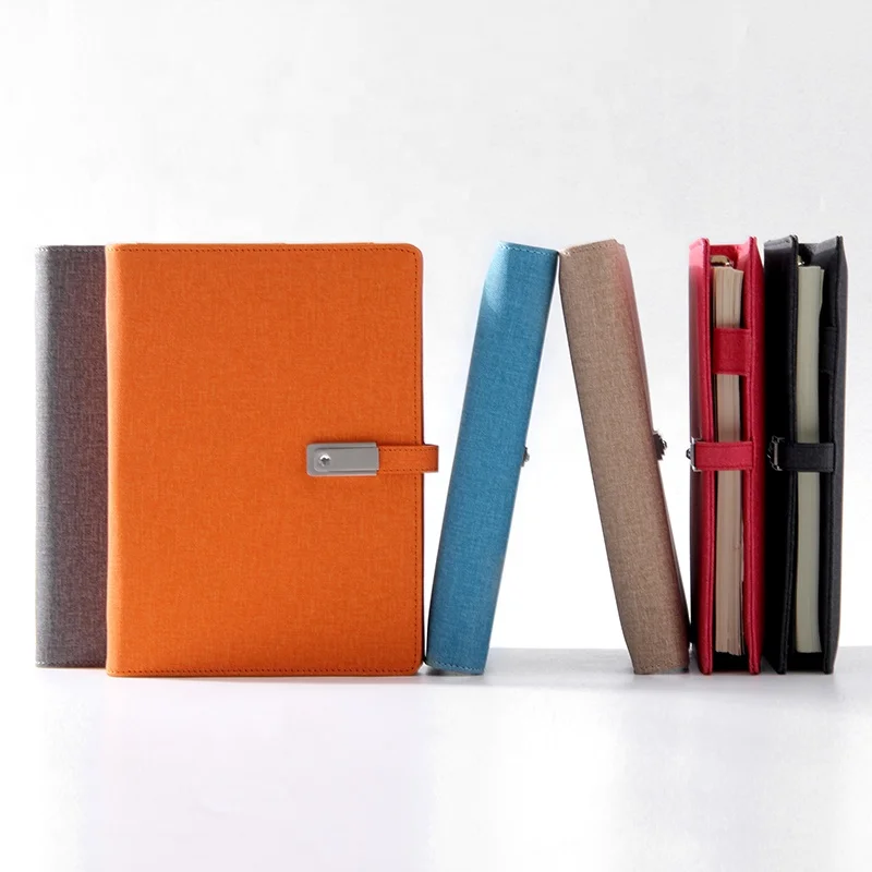 2020 colorful writing notebook custom logo with wireless powerbank USB