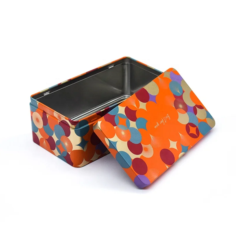 Rectangular spot flip tin box support custom logo fish cable data cable headphone cable jewelry packaging