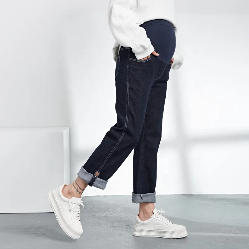 Fashion Elastic Pants Pregnancy Denim Clothes Pregnant Women Belly Trousers Maternity Jeans Pregnant