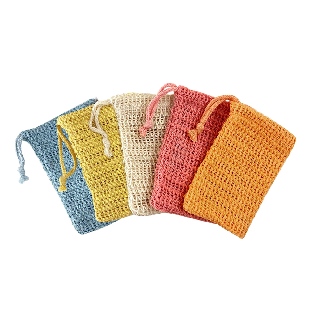 Environmentally Friendly Mesh Bag 100% Natural Custom Logo Cotton Sisal Soft Cotton Foaming Soap Bag