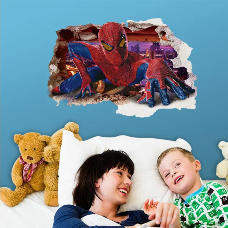 AY9269 3D Effect Boys Room Decor Superhero Spider Man Stickers Marvel